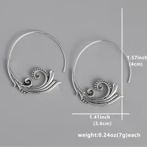 Delicate Carved Leaf Design Hoop Earrings thumbnail 6