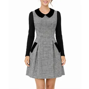 Al Loge 1990s Vintage Black & White Peter Pan Collar Long Sleeve Mini Dress XS thumbnail 3