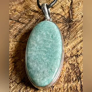 Oval Green Amazonite Pendant 2 1/4” thumbnail 3