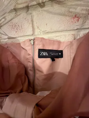 Zara Cut Out Bow Taffeta Tube Top Pink and Brown Size S thumbnail 2