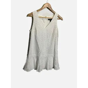 Banana Republic Eyelet Mini Dress Womens 2 White V-Neck Drop Waist Summer Lace thumbnail 2