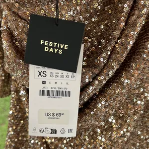 Zara Women's Copper Sequined Party Dress Open Draped Back Size XS. NEW! thumbnail 7