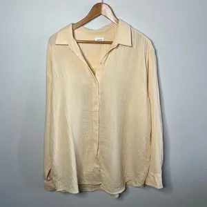 NEW Wilfred Free Sunfaded Apricot Yellow Gauzy Cotton Sail Button Down Shirt thumbnail 2