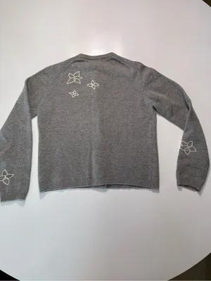J. Crew Gray Lambswool Blend Floral-Appliqué Button Cardigan thumbnail 7