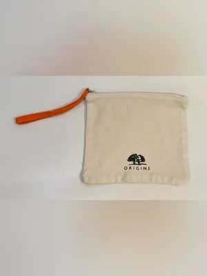 Origins Natural Canvas Wristlet with Orange Strap and Black Logo thumbnail 2