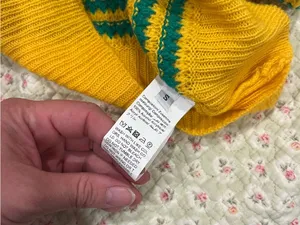 SheIn Brazil Yellow & Green Striped V-Neck Button Cardigan Sweater thumbnail 3
