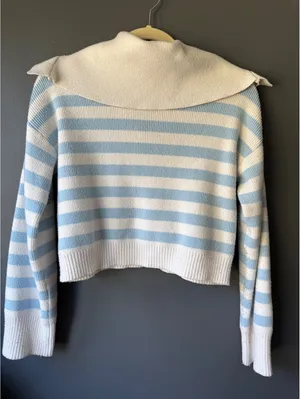 Sincerely Jules Striped Knit Sweater with Collar, Size Small thumbnail 2