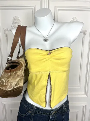 Kimchi Blue Yellow Crop Top Eyelet thumbnail 1