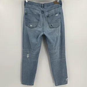 American Eagle‎ Mom Jeans Women's 8 Short Distressed High Rise Straight Leg Blue thumbnail 6