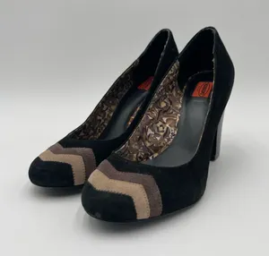 Missoni x Target Black & Brown Barkwood Zig Zag Suede Heeled Pumps Shoes Sz 8 thumbnail 1