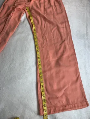 Forever 21 coral long woven tiger lily elastic waist womens pants size M. Lyocell, wide leg with pockets, lightweight thumbnail 5