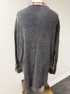 Oli & Hali Washed Plaid Waffle Knit Button-Down Shirt thumbnail 5