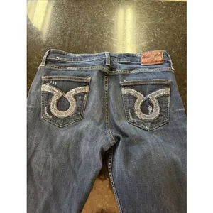 Big Star Nina Jeans Sz 30L Long‎ Dark Denim Distressing Straight Leg Western thumbnail 7
