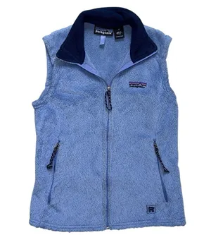 Vintage Patagonia Women’s XS Polartec Fleece Sherpa Vest Light Blue zip up thumbnail 1