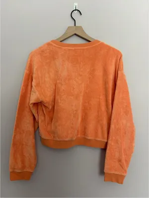 Beyond Yoga Tropez Orange V Neck Terry Pullover Small thumbnail 3