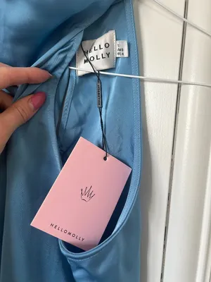 NWT Hello Molly BLUE High Neck/Cowl Dress With Slit Opening (Goddess Lines Satin Mini Dress Blue) thumbnail 10