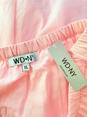 WD•NY Flowy Maxi Skirt Sheer Chiffon Drawstring Waist Pink Romantic Size XL NEW thumbnail 4