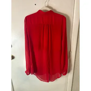 Free People Sheer Button Down Red Blouse M Cherry Girl Boho Coquette Holiday thumbnail 6