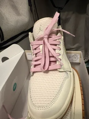 Nike sneakers. Cream, green and coral knit like thumbnail 3