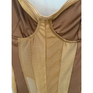 Micas Mesh Backless Sheer Patchwork Corset Slip Bodysuit‎ Womens 12 Boudoir Sexy thumbnail 8