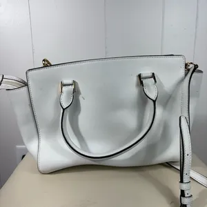 Michael Kors White Saffiano Leather Gold Logo Crossbody Tote Bag Convertible thumbnail 4