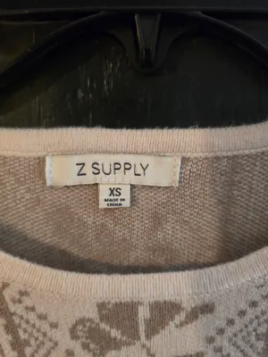 O Z Supply Beige Cream Patterned Sweater Xs thumbnail 4