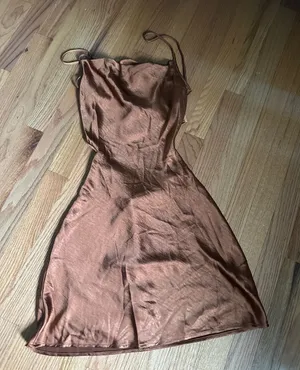 Forever 21 Copper Satin Slip Mini Dress thumbnail 1