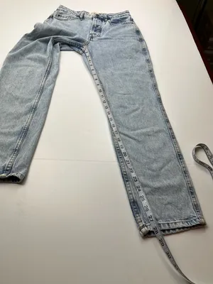 Sezane Denim Jean Womens‎ US 4 Mid-rise Tapered Straight Button Fly Bleach Blue thumbnail 7