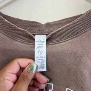 Vitality Brown Acid Wash Crop Sweater Small Women thumbnail 2