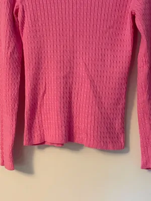 Lilly Pulitzer pink cable knit long sleeve sweater size medium preppy classic thumbnail 6