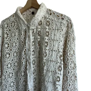 Free People FP One Yesenia Blouse M Crochet Embroidered Button Down Ivory Boho thumbnail 7