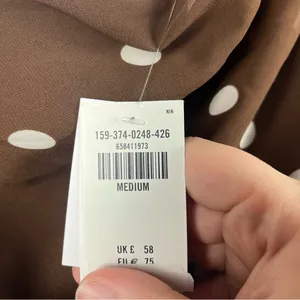 New Abercrombie & Fitch One-Shoulder Polka Dot Dress Brown White Size Medium thumbnail 5
