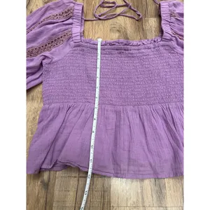 American Eagle puff sleeve top Sz L 100% cotton‎ thumbnail 9