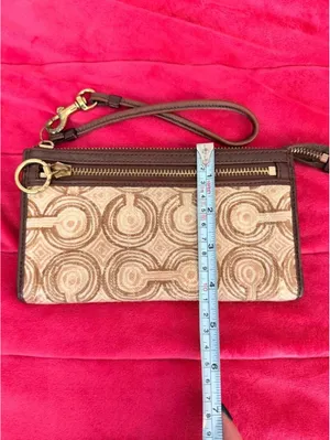 Vintage Brown/Bronze Coach Canvas Wallet Wristlet thumbnail 6