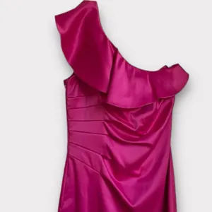 Laundry by Shelli Segal‎ Ruffled One-Shoulder satin mini Dress barbie pink thumbnail 4