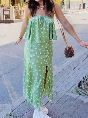 Free People Shamrock Green Polka Dot Two-Piece Skirt Set thumbnail 3