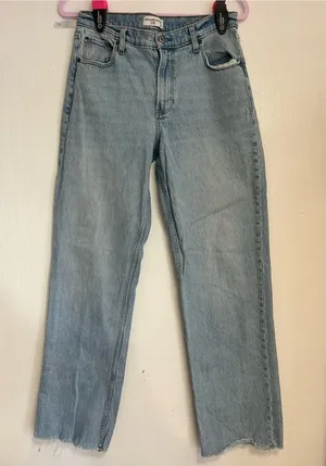 Abercrombie & Fitch Light Blue Straight-Leg Jeans thumbnail 1