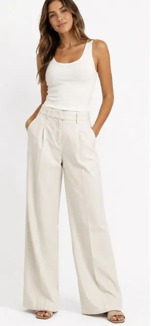 American Eagle Trouser Pants Womens 00 Khaki Wide Leg Pleated Dress Office Work thumbnail 1