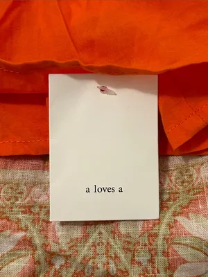 A Loves A Floral Puff-Sleeve Orange Belted Linen Mini Dress New Size Small thumbnail 13