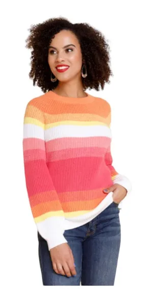 Cupcake Clothing womens small max sunrise colorblock sweater cute bright pink or thumbnail 1