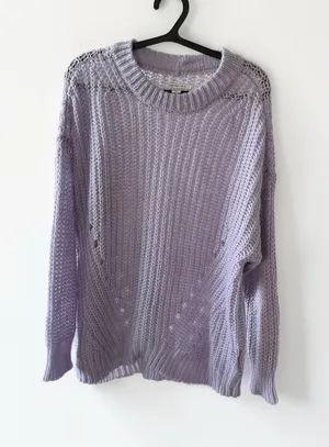 American Eagle Lavender Open Knit‎ Crewneck Sweater, Size XS thumbnail 1