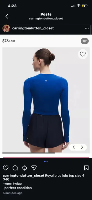 lululemon blue cropped long sleeve top Size 4 thumbnail 4