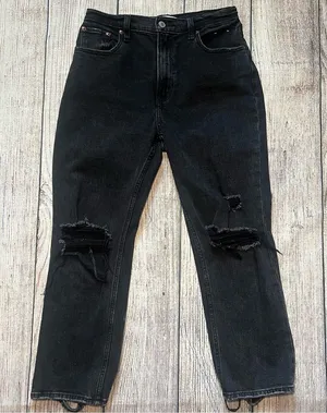 Abercrombie & Fitch Womens 27 Faded Black Ultra‎ High Rise Straight Ankle Jeans thumbnail 1