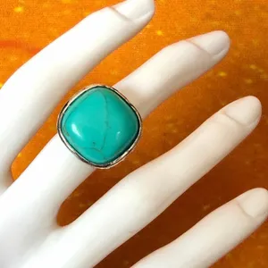 Vintage Sterling Silver 925 Turquoise Filigree Statement Ring thumbnail 1