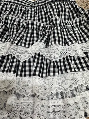 Hot Topic Thorn & Fable Black & White Gingham Lace Tiered Skirtall thumbnail 4