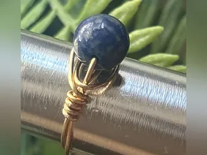 Handmade 💍 Handcrafted Lapis Lazuli Wire Wrapped Crystal Ring size 7.25 thumbnail 2