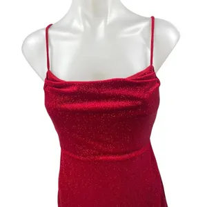 NEW Windsor Red Sleeveless Cowl Neck Glitter Cami Slit Tank Slip Midi Dress S thumbnail 4