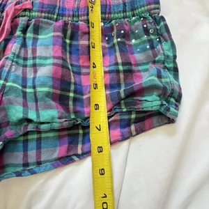 Aerie Shorts Retro Y2K Womens XS Micro Mini Pink Green Plaid 100% Cotton Dainty‎ thumbnail 7