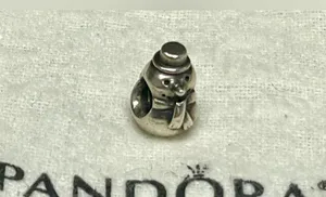 Authentic PANDORA Sterling Silver Retired Snowman Bead Charm #790374 ⛄️ thumbnail 3