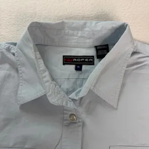 Roper Womens XL Light Blue Cotton Western Pearl Snap Long Sleeve Shirt Cowgirl thumbnail 2